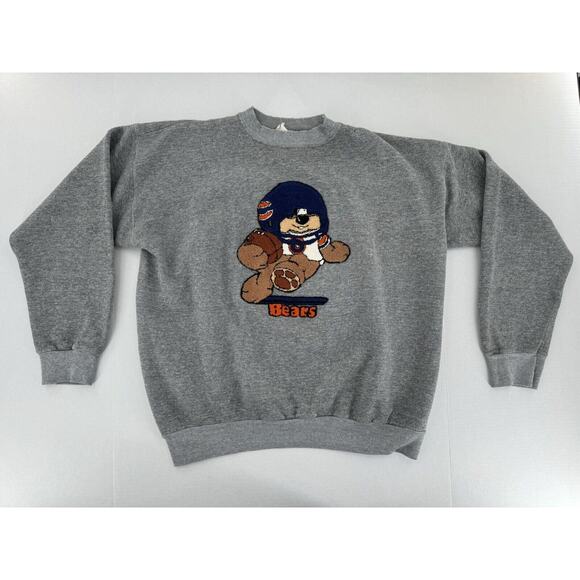 Vtg 90’s Chicago Bears Sweater Sz XL Graphic Rare Collectible Grey Crewneck